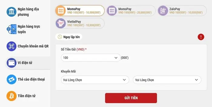 Sử dụng ví điện tử