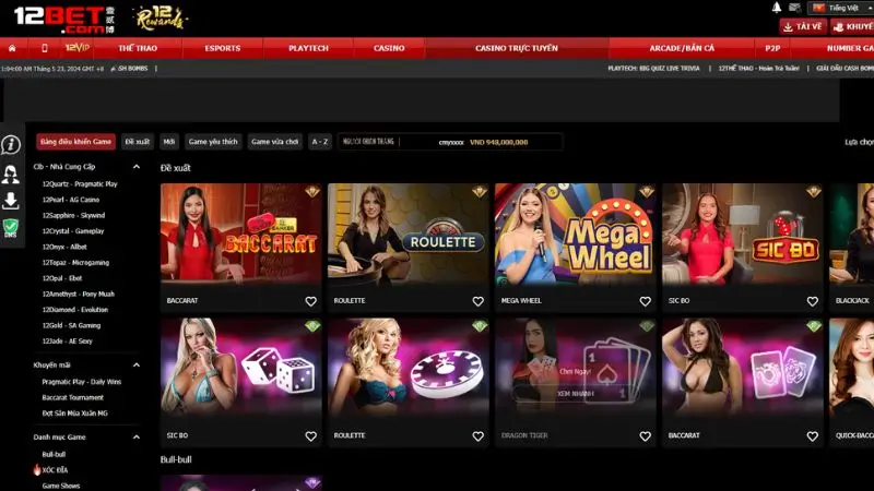 Tìm game xóc đĩa tại sảnh live casino 12bet